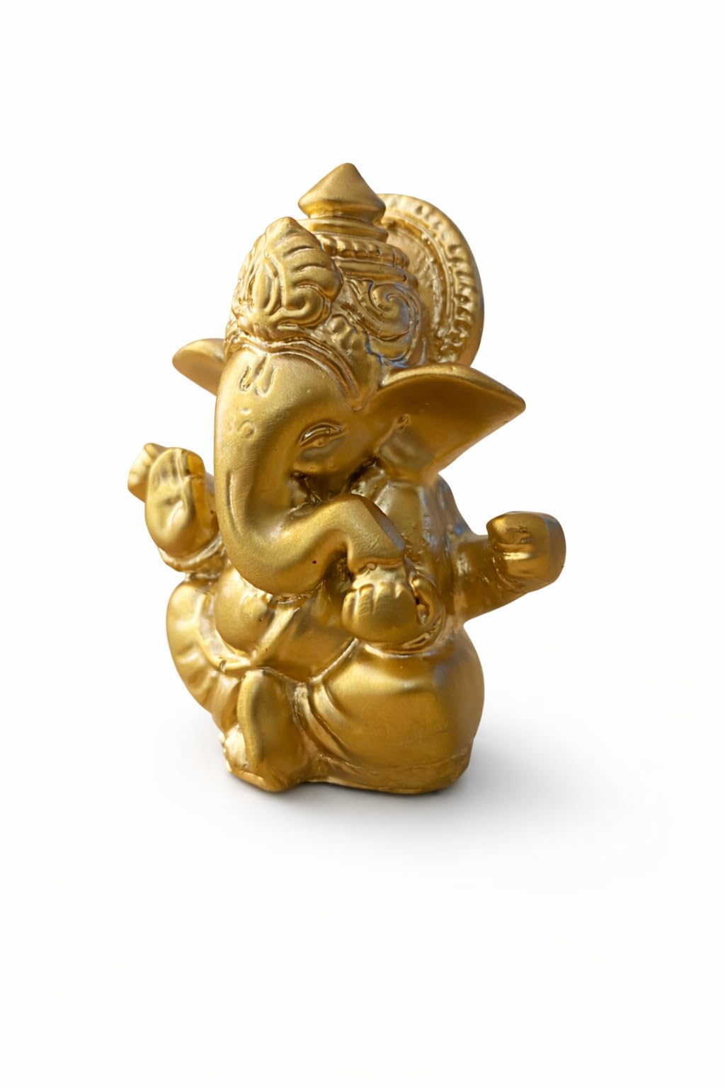 PeetalKraft Resins Little Lord Ganesha Idol for Home Decor & Car Dashboard | Golden Finish | Mini Ganpati Statue for Pooja Room, Office Desk, Gift | 7 cm, 60g