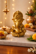 PeetalKraft Lord Ganesha Idol for Home Decor & Pooja | Resin Ganesh Murti | Small Decorative Statue for Mandir, Office Desk, Car Dashboard | Gift Item, 8 cm (80g)