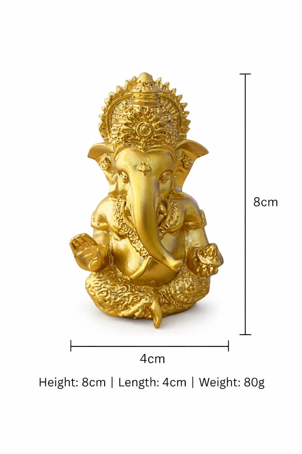 PeetalKraft Lord Ganesha Idol for Home Decor & Pooja | Resin Ganesh Murti | Small Decorative Statue for Mandir, Office Desk, Car Dashboard | Gift Item, 8 cm (80g)