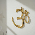 PeetalKraft Brass Om Symbol Wall Décor, Gold Finish, 14x13 cm, for Pooja Room, Temple & Entrance