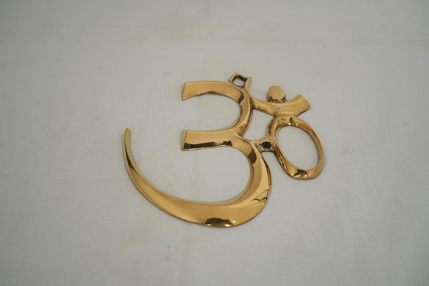 PeetalKraft Brass Om Symbol Wall Décor, Gold Finish, 14x13 cm, for Pooja Room, Temple & Entrance
