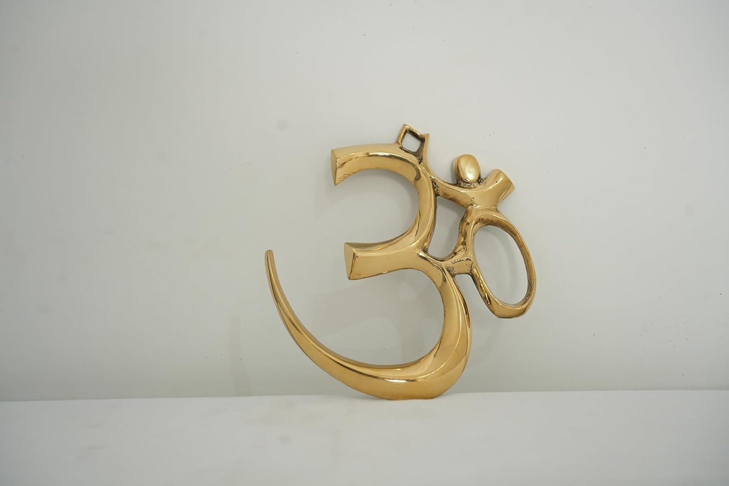 PeetalKraft Brass Om Symbol Wall Décor, Gold Finish, 14x13 cm, for Pooja Room, Temple & Entrance