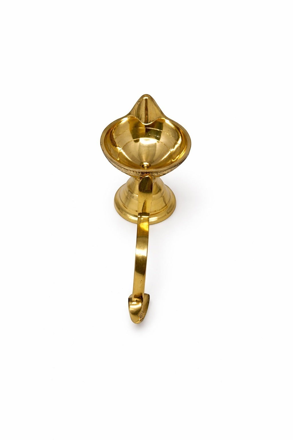 PeetalKraft small brass diya with handle, ideal for home temple and spiritual puja.