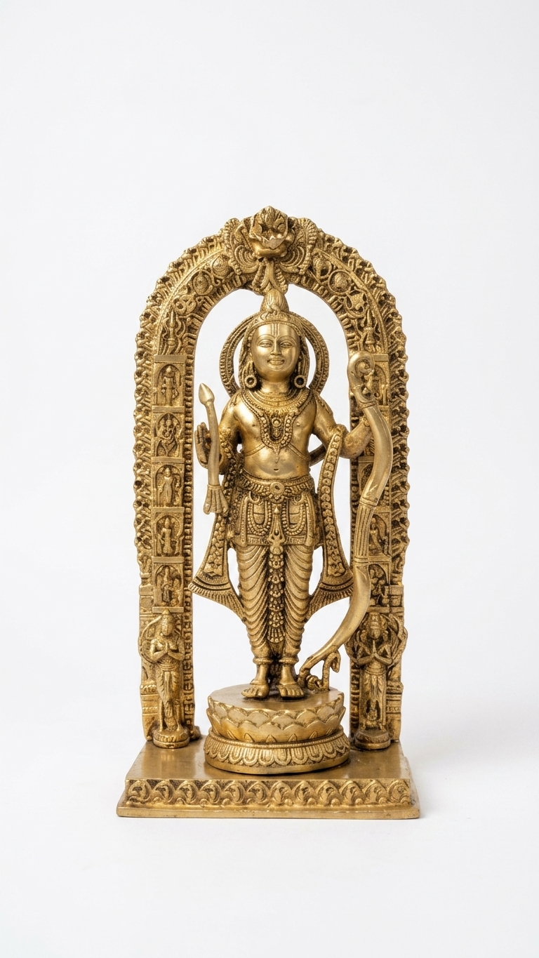 PeetalKraft 100% Pure Brass Intricate Ram Lalla Idol Shri Ramlala Statue, Size 7x5x15 cm, Weight 320 Grams