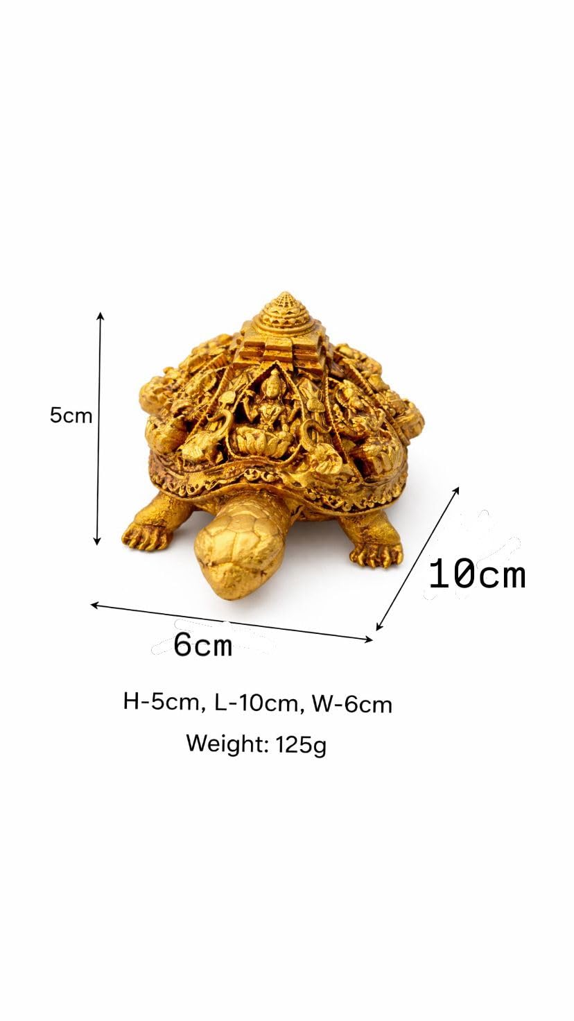 PeetalKraft Brass Finecrafted Asht Lakshmi Tortoise for Vastu & Feng Shui | Wealth, Prosperity & Good Luck Idol | Decorative Pooja Item for Home & Office | 10 cm | 125g