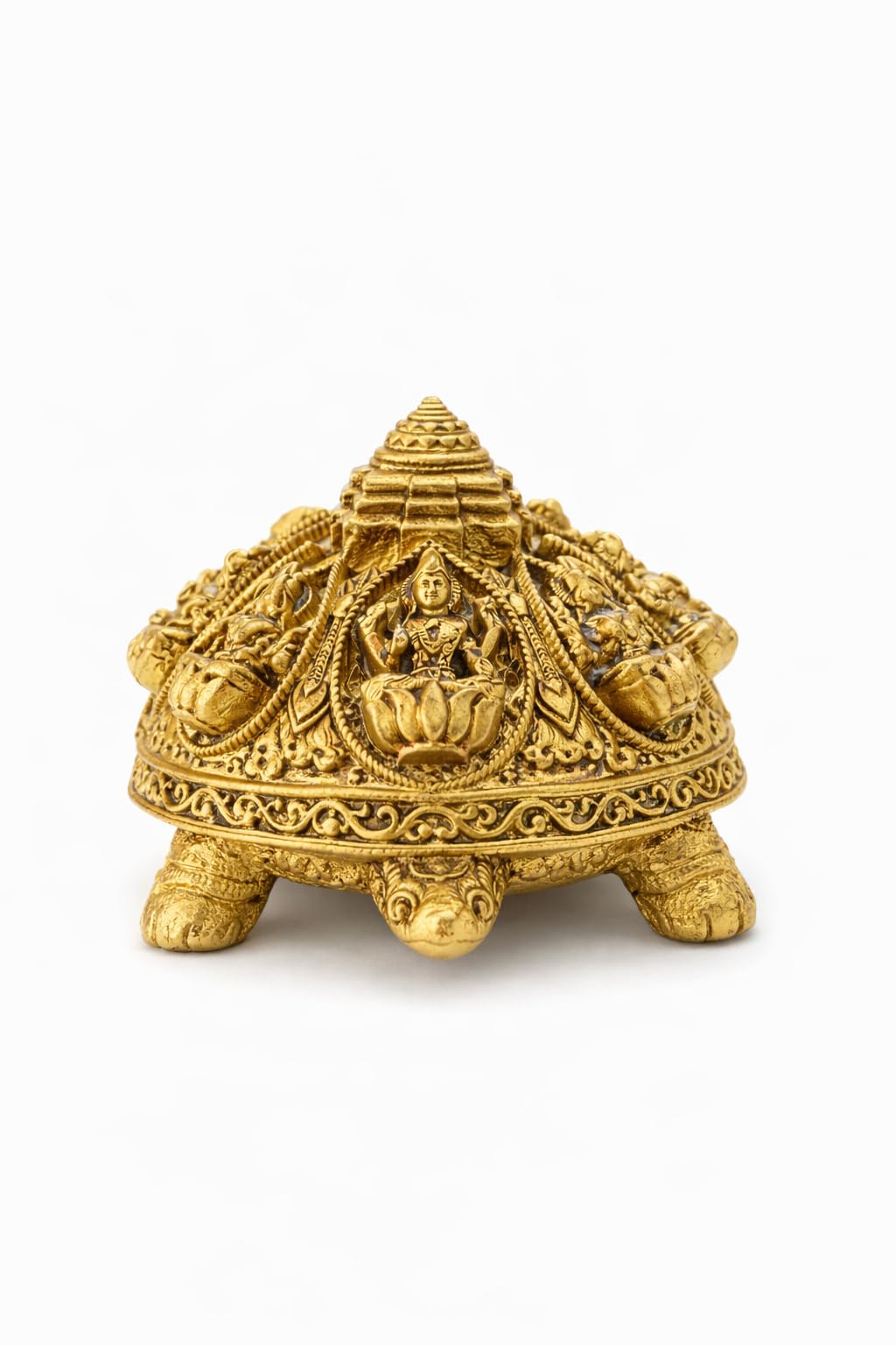 PeetalKraft Brass Finecrafted Asht Lakshmi Tortoise for Vastu & Feng Shui | Wealth, Prosperity & Good Luck Idol | Decorative Pooja Item for Home & Office | 10 cm | 125g
