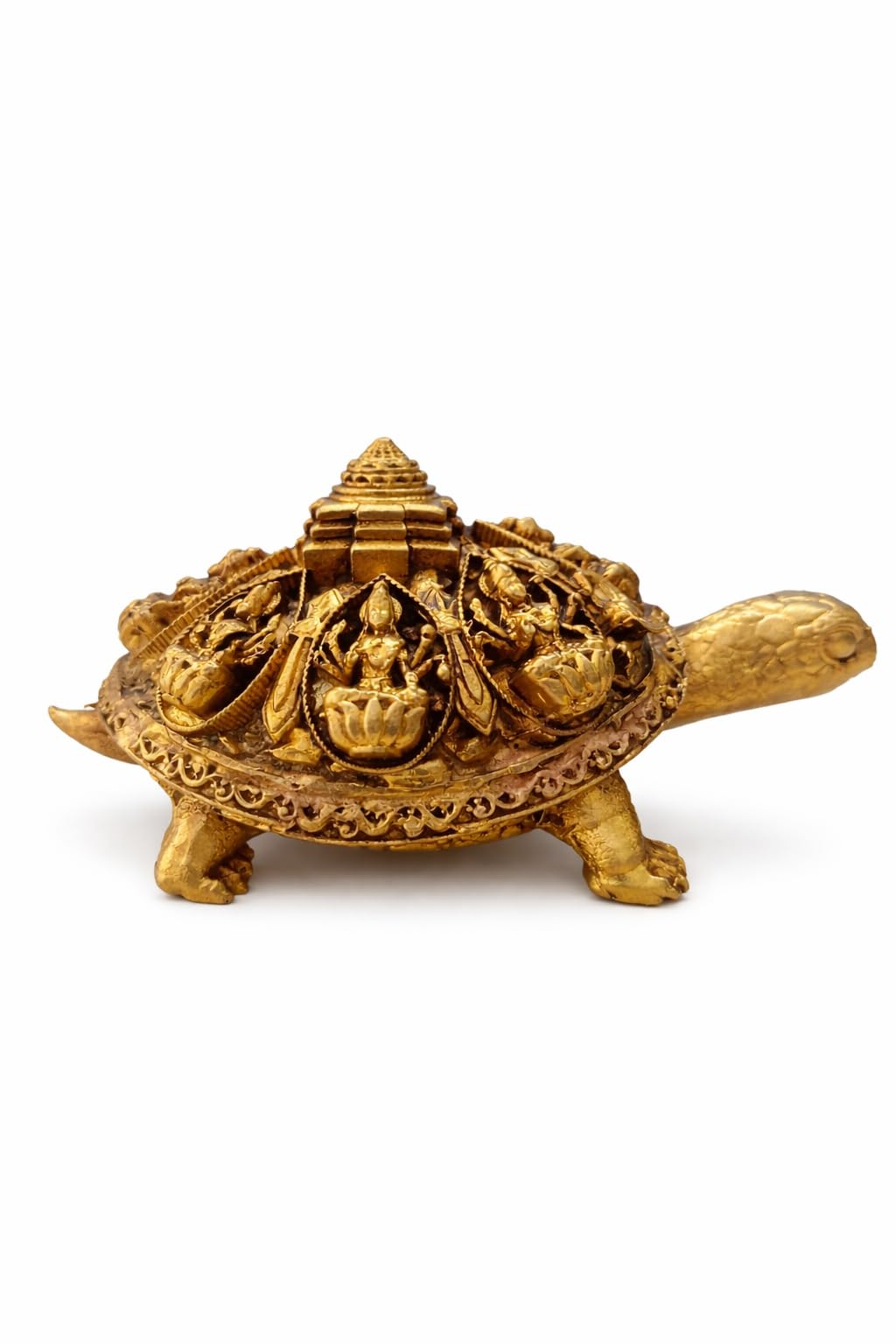 PeetalKraft Brass Finecrafted Asht Lakshmi Tortoise for Vastu & Feng Shui | Wealth, Prosperity & Good Luck Idol | Decorative Pooja Item for Home & Office | 10 cm | 125g