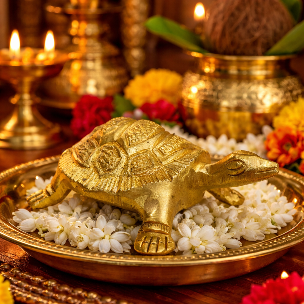 PeetalKraft Brass Tortoise Kachua for Vastu and Feng Shui Home Decor, Size 8x5x2 cm, Weight 105 Grams