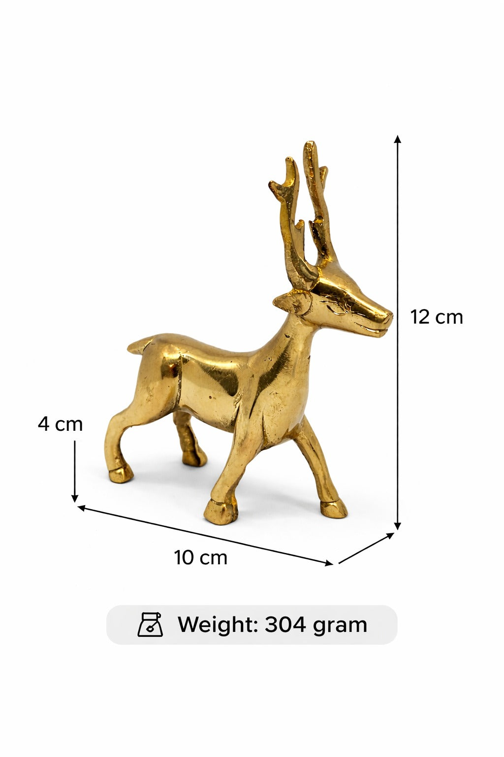 PeetalKraft Brass Deer Statue Decorative Figurine for Speed and Success, Size 10x4x12 cm, Weight 350 Grams