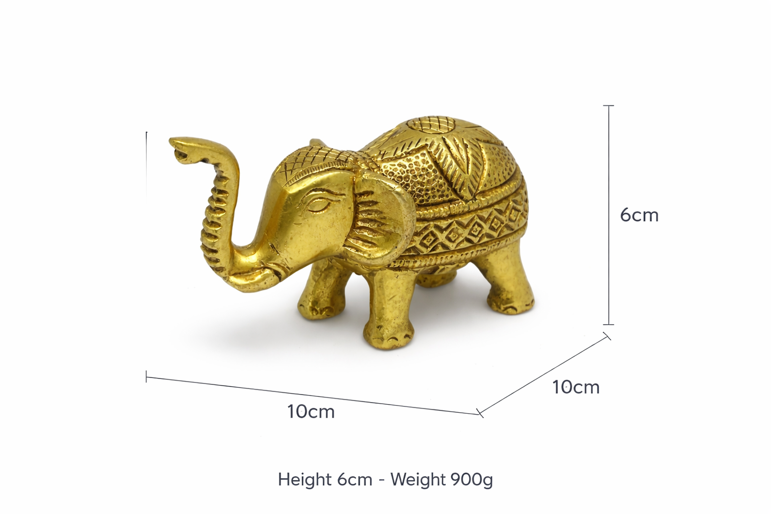 PeetalKraft Golden Brass Elephant Pair Showpiece Set for Luxury Decor, Size 10x4x6 cm, Weight 900 Grams