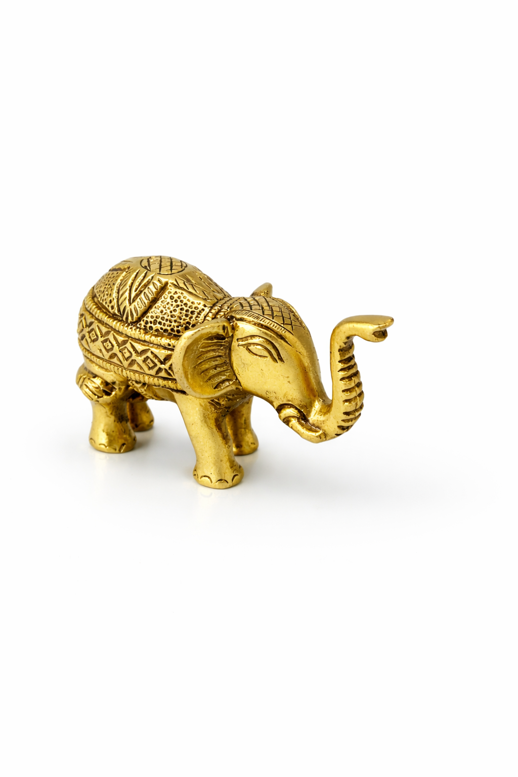PeetalKraft Golden Brass Elephant Pair Showpiece Set for Luxury Decor, Size 10x4x6 cm, Weight 900 Grams