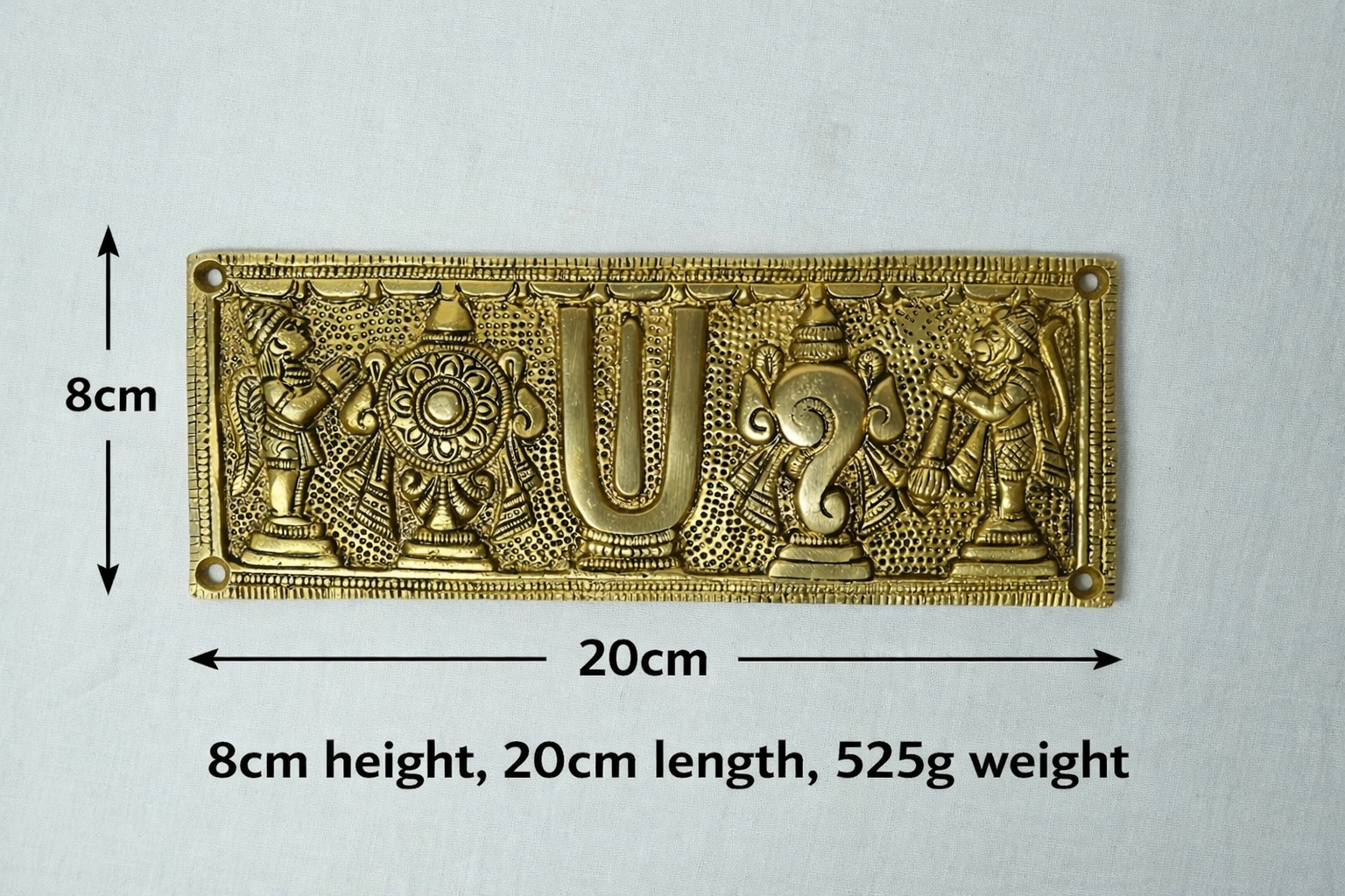 PeetalKraft Brass Tirupati Balaji Shankh Chakra Namah Wall & Door Plate Vastu Symbol, Size 20x1x8 cm, Weight 525 Grams